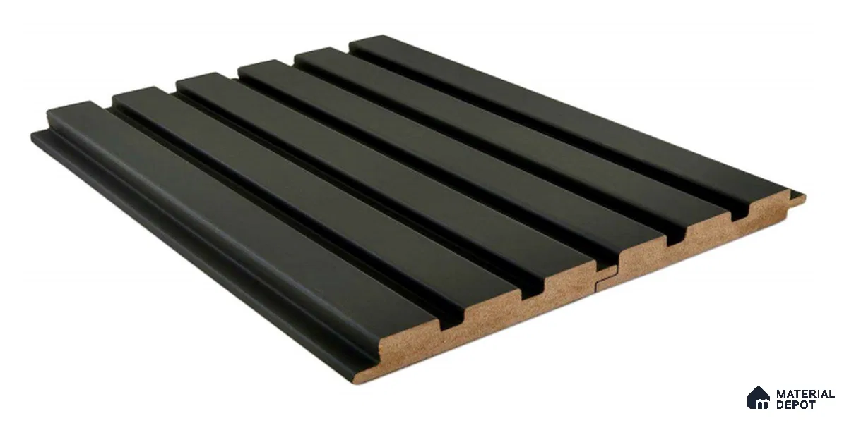 Black Plain Colour Louver Black 109 9 ft x 4.7 inch MDF Panel - 18 mm | Suitable for Feature Wall, TV Unit & Living Room | Width is Subjected to 5% Variation